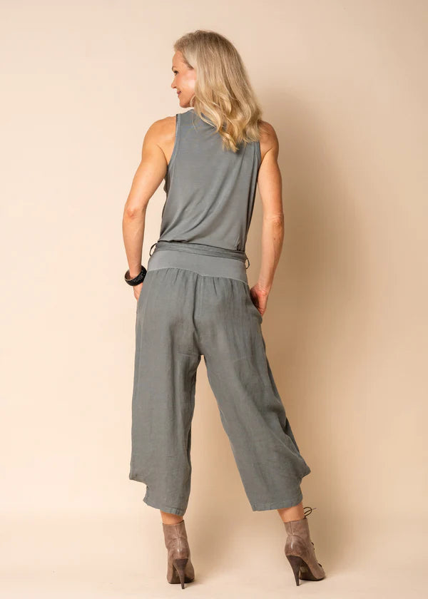 The Gum Leaf Addison Linen Pants by MIRRA MIRRA by IMAGINE FASHION are currently available at Rawspice Boutique.