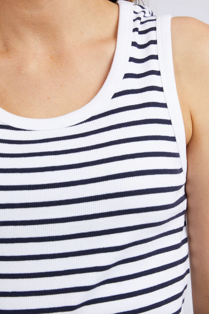 Indra Stripe Tank - White/Navy by Elm is currently available from Rawspie Boutique, South West Rocks.