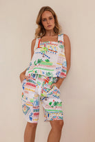 Sleeveless Marrakesh linen tank with square neckline and relaxed fit, perfect for breathable, stylish summer wear.