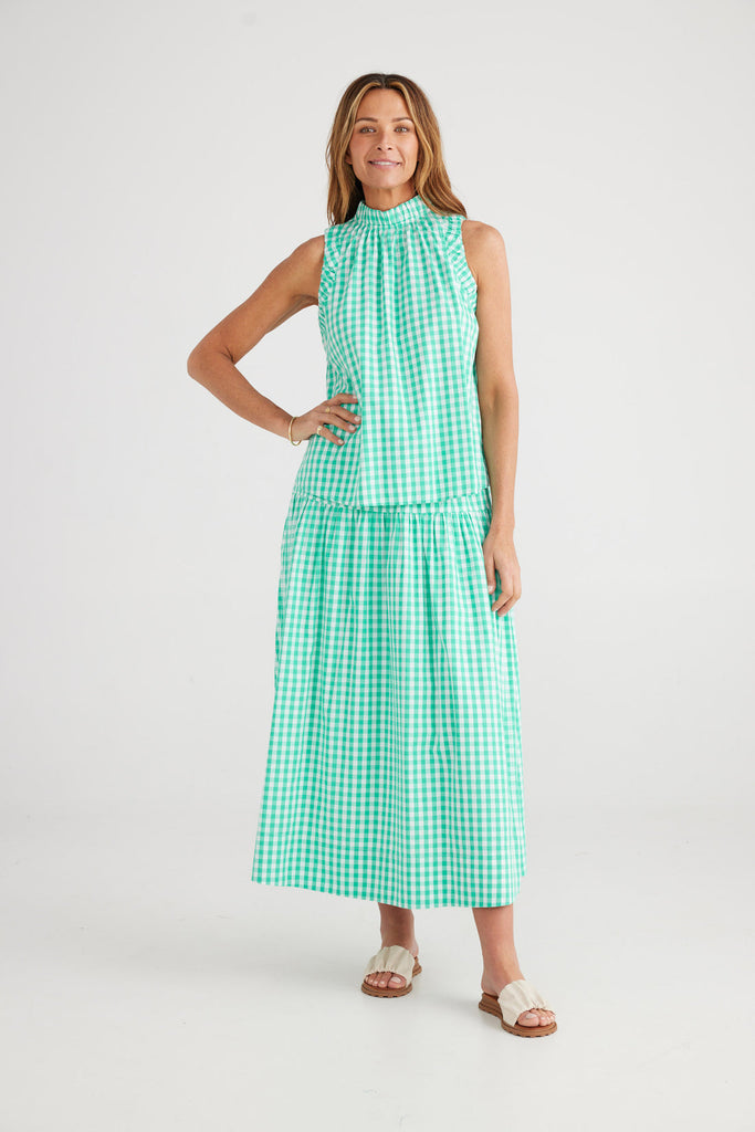 Kelley Top Mint Gingham by Brave & True is currently available at Rawspice Boutique, South West Rocks.