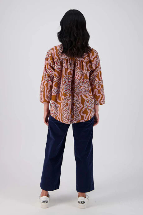 Loveknots Shirt Caramel by Olga De Polga is currently available from Rawspice Boutique, South West Rocks.