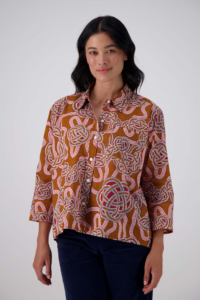 Loveknots Shirt Caramel by Olga De Polga is currently available from Rawspice Boutique, South West Rocks.