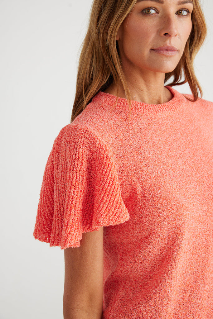 Manderly Knit Top - Mandarin Marle by Brave and True is currently available from Rawspice Boutique, South West Rocks.