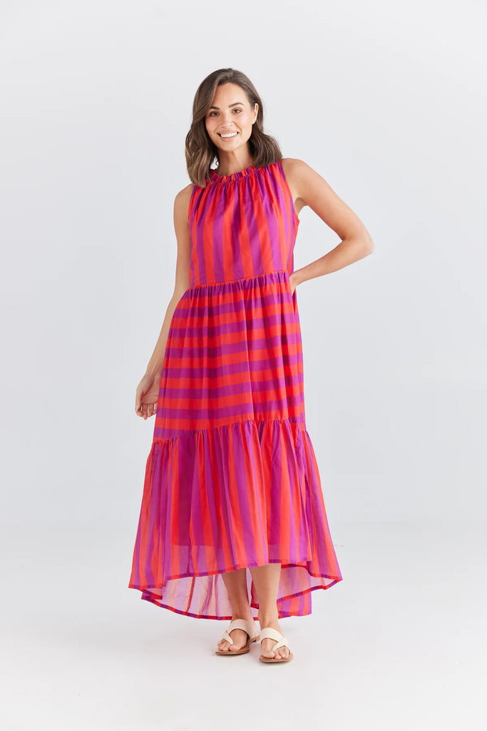 Margot Dress Yuzu Stripe by Holiday Trading is currently available from Rawspice Boutique, South West Rocks.