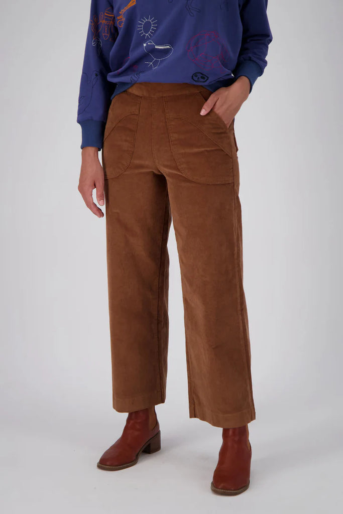 Peggy Fine Cord Pants Caramel by Olga De Polga is currently available from Rawspice Boutique, South West Rocks. 