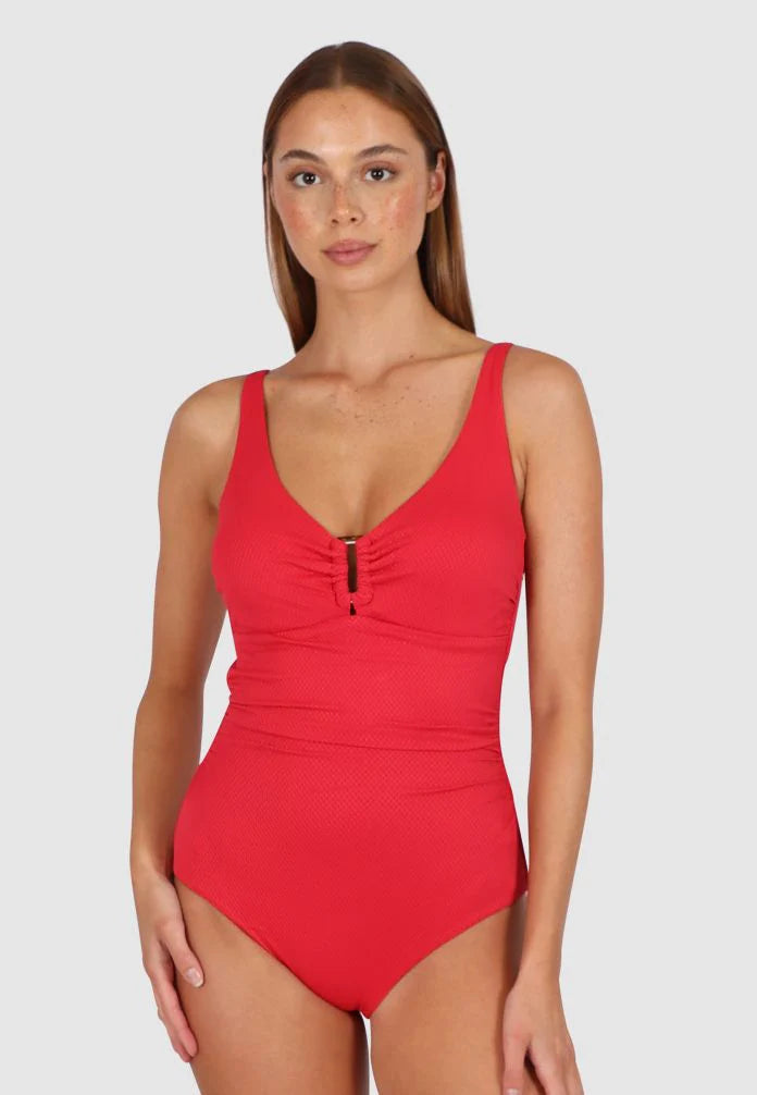 The Cherry Ring Front One Piece by BAKU is available at Rawspice Boutique.