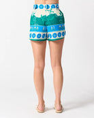 Riviera Short in Andiamo featuring a removable belt and exclusive Walnut Melbourne print, made from lightweight 100% cotton.