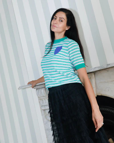 Sailor Stripe Top Blue Heart by Frankie's Melbourne is currently available from Rawspice Boutique, South West Rocks.