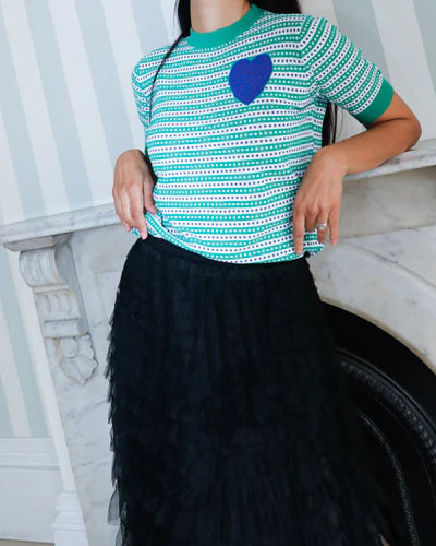 Sailor Stripe Top Blue Heart by Frankie's Melbourne is currently available from Rawspice Boutique, South West Rocks.
