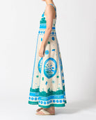 Sardinia Dress in Andiamo by Walnut Melbourne featuring braided straps, an exclusive print, and a 100% cotton A-line silhouette with side pockets.