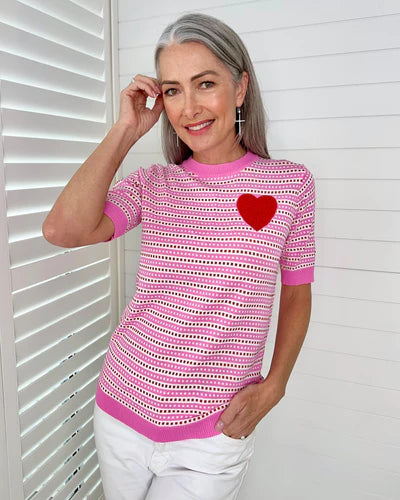 Sailor Stripe Top - Sailor Red Heart by Frankie's Melbourne is currently available from Rawspice Boutique South West Rocks.