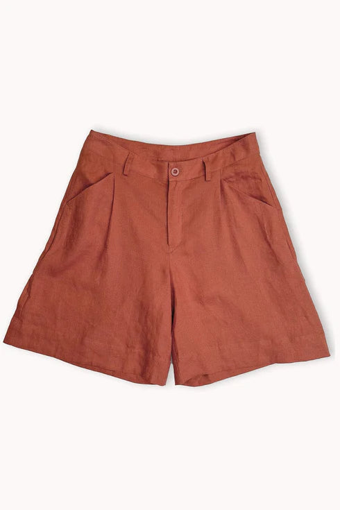 Tailored Linen Short - Rust by Hut is currently available from Rawspice Boutique South West Rocks.