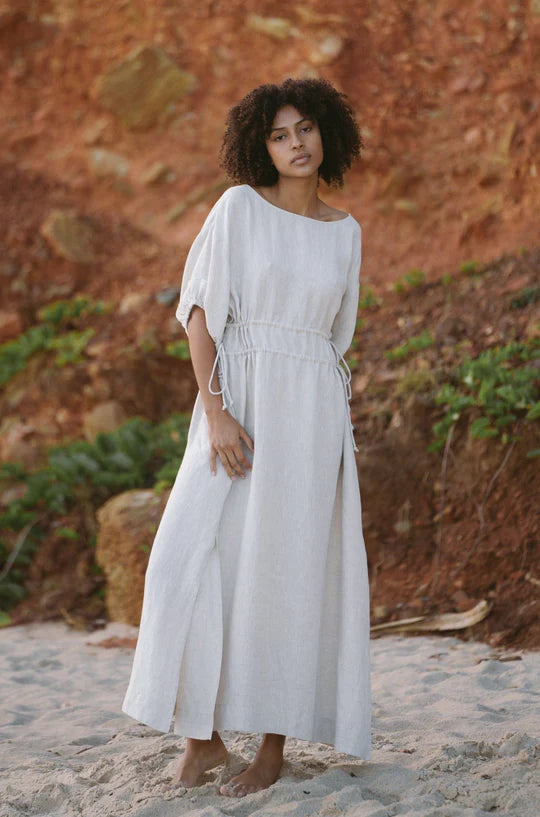 Valerie Linen Dress by Lilly Pilly is currently available from Rawspice Boutique, South West Rocks.