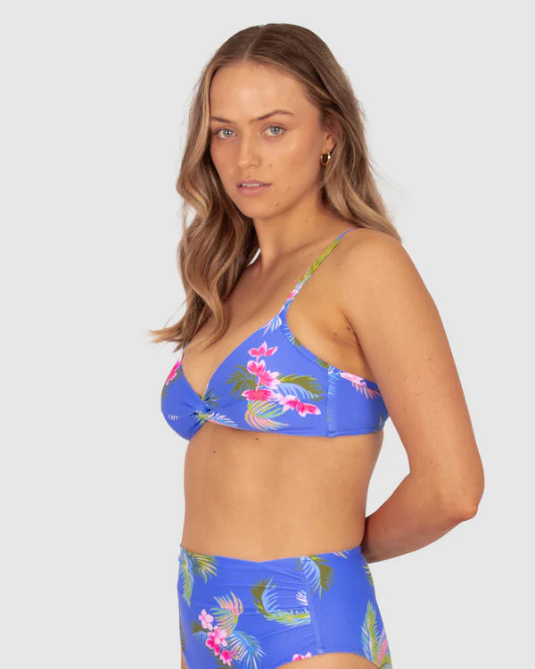 The Electric Amalfi Twist Bralette Bikini Top by Baku is available at Rawspice Boutique.