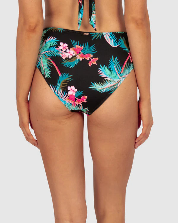 The Black Amalfi Mid Bikini Bottom by Baku is available at Rawspice Boutique.