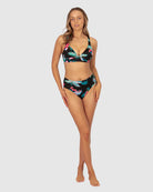 The Black Amalfi Mid Bikini Bottom by Baku is available at Rawspice Boutique.