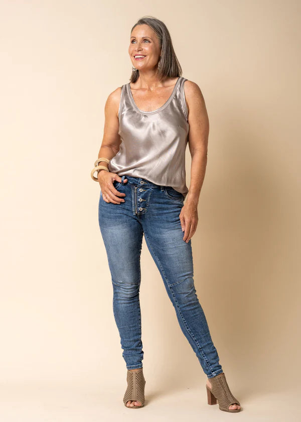 The Denim Blue Anica Pants by MIRRA MIRRA by IMAGINE FASHION are currently available at Rawspice Boutique. 