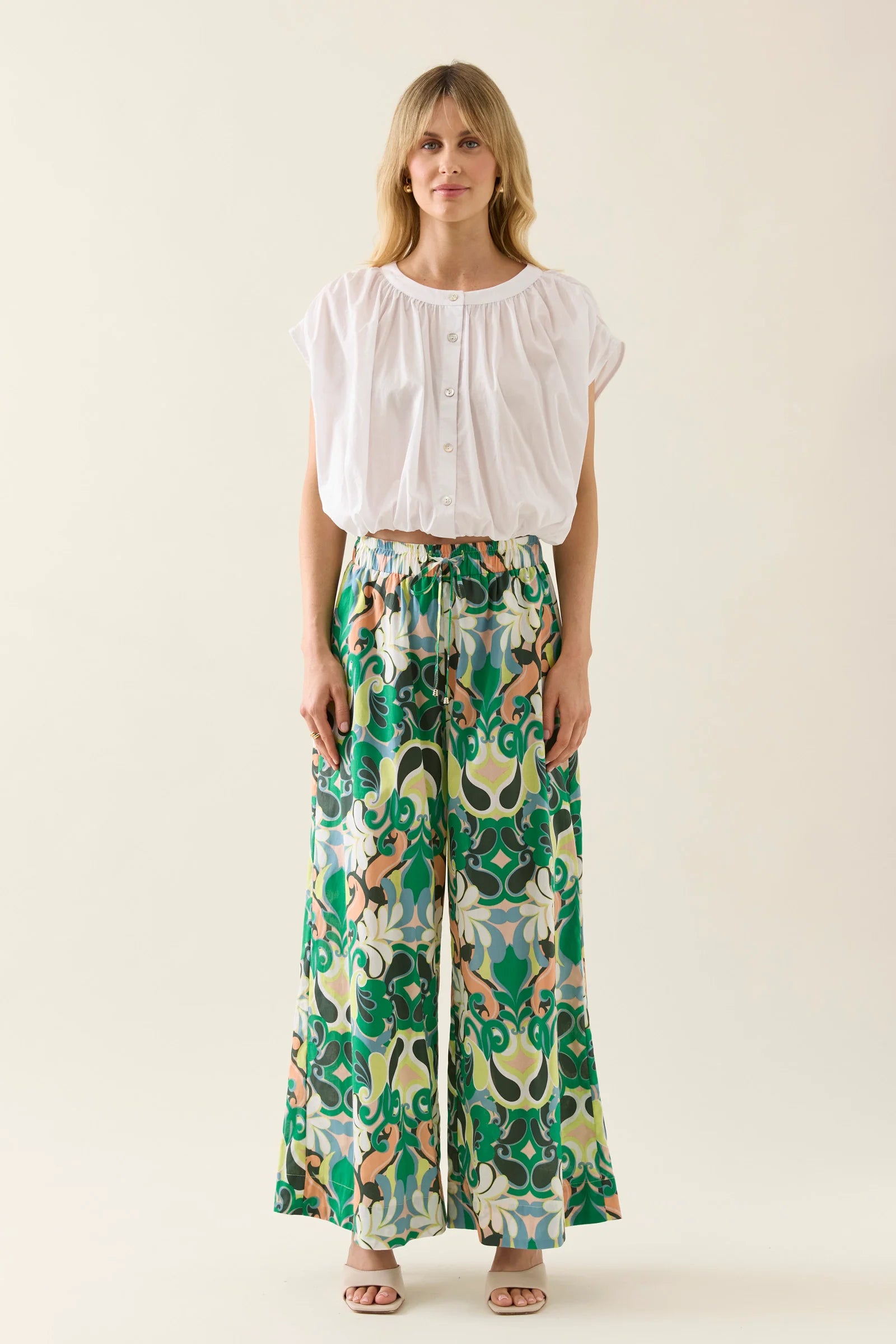 Lightweight white cotton crop top, reversible for two looks