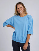 The Azure Blue Fundamental Mazie Sweat by Elm is available at Rawspice Boutique.