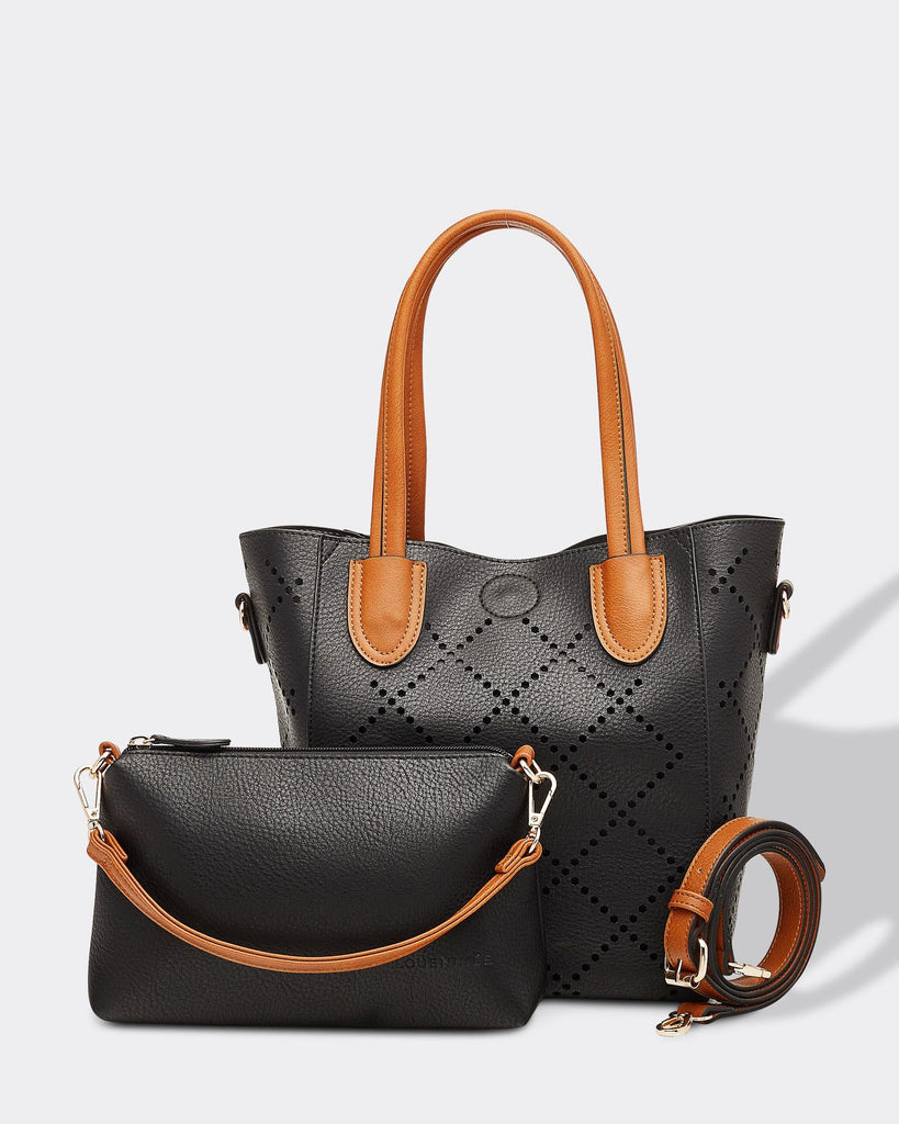 The Black Baby Bermuda Handbag by LOUENHIDE is currently available at Rawspice Boutique.