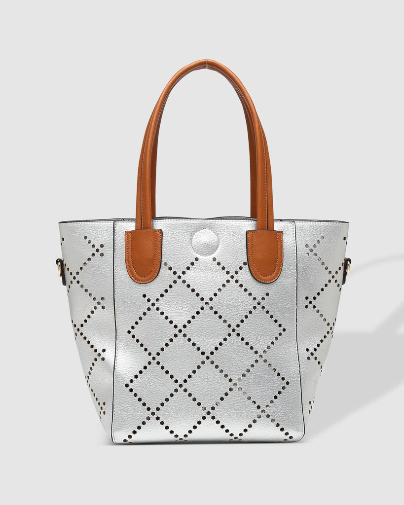 The Silver Baby Bermuda Handbag by LOUENHIDE is currently available at Rawspice Boutique. 
