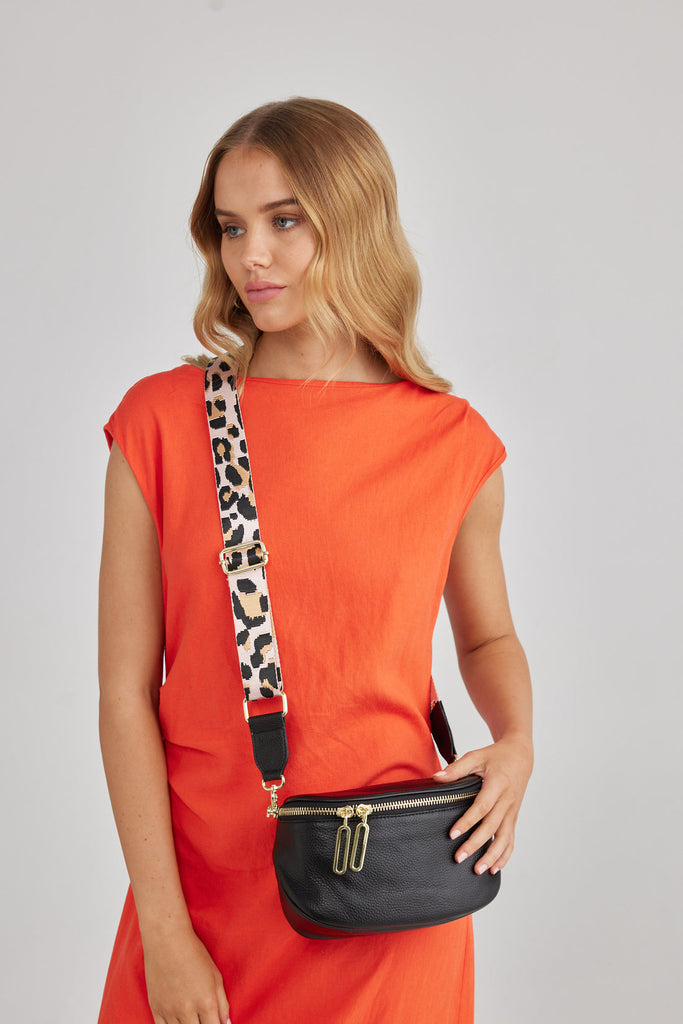 The Kensington Cross Body Bag - Black + Animal by Holiday is currently available from Rawspice Boutique.