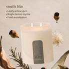 al.ive Willow Gum & Lemon Myrtle soy candle in a frosted glass vessel.