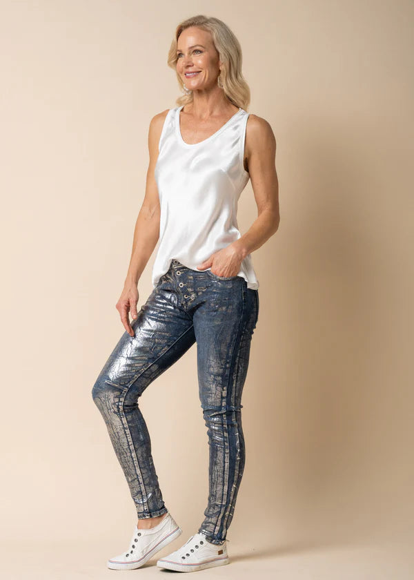 The Denim Blue Catherine Pants by MIRRA MIRRA by IMAGINE FASHION  are currently available at Rawspice Boutique.