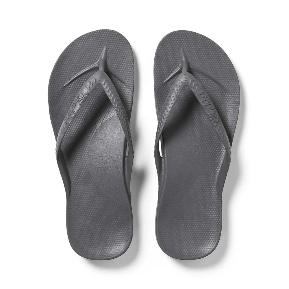 The Charcoal Arch Support Thong by Archies is currently available at Rawspice Boutique.