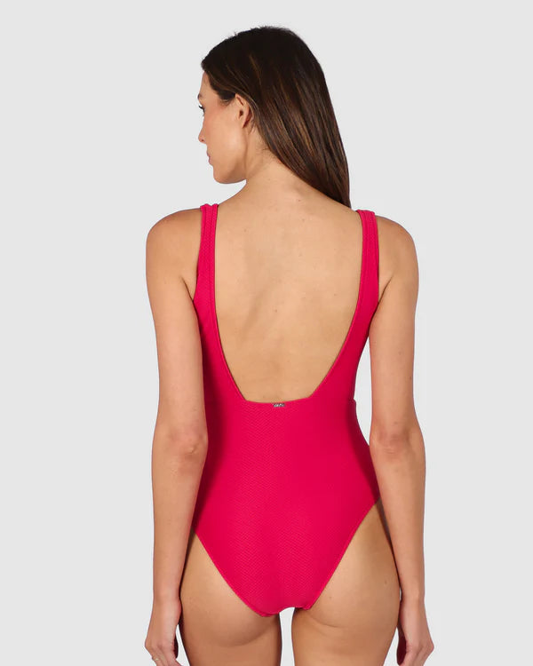 The Cherry Rococco Longline One Piece Swimsuit by Baku is available at Rawspice Boutique.