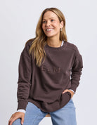 Established Crew in Coffee with chest embroidery, raw hem detail, scooped hemline and a relaxed fit in 100% cotton fleece.
