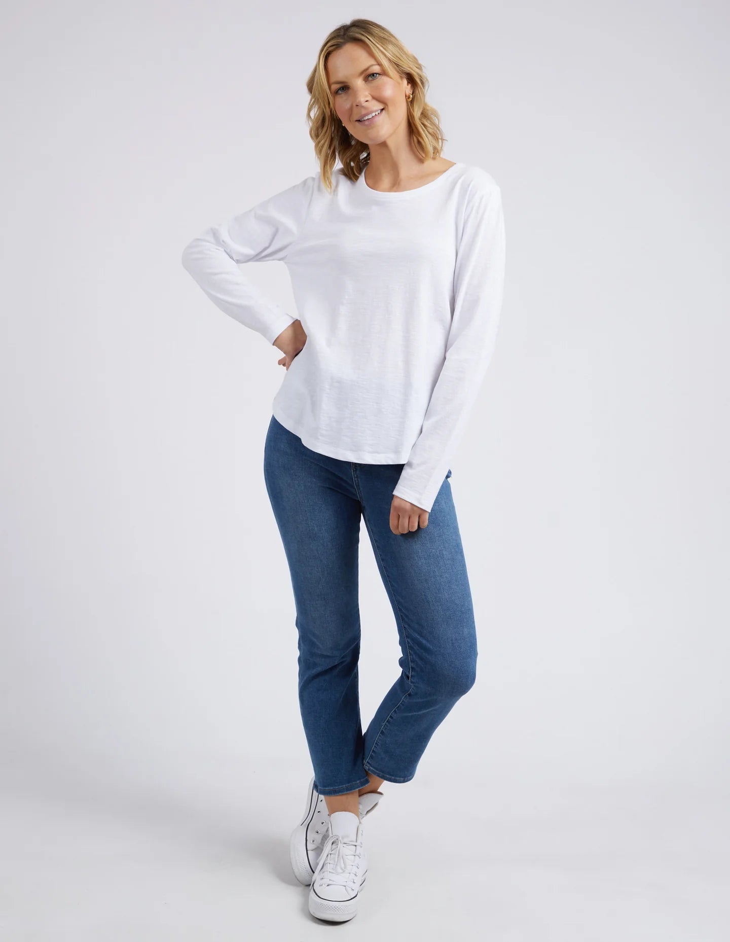 The White Everyday Long Sleeve by Elm is currently available at Rawspice Boutique.