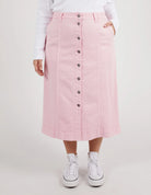 The Splendid Pink Florence Button Thru Skirt by Elm is currently available at Rawspice Boutique.