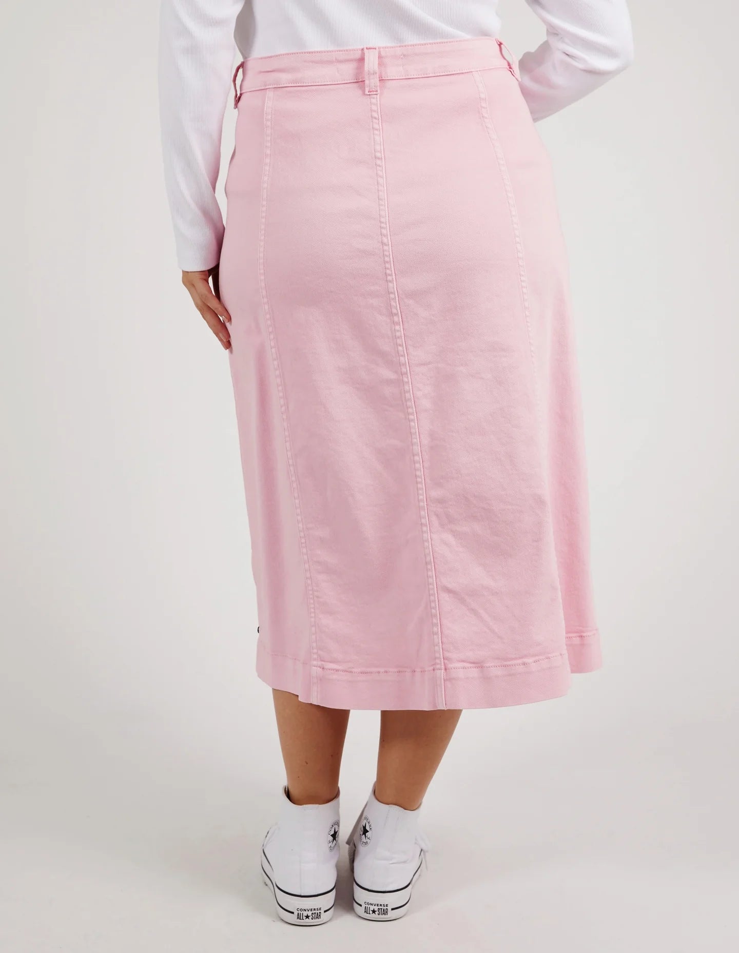 The Splendid Pink Florence Button Thru Skirt by Elm is currently available at Rawspice Boutique.