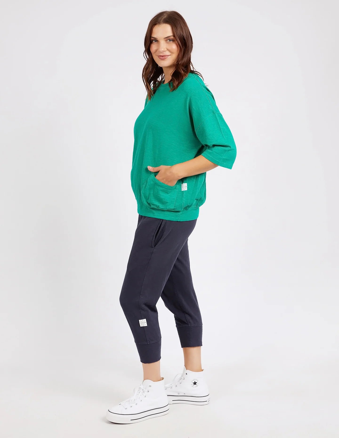 The Goodness Green Mazie Sweat by Elm is available at Rawspice Boutique. 