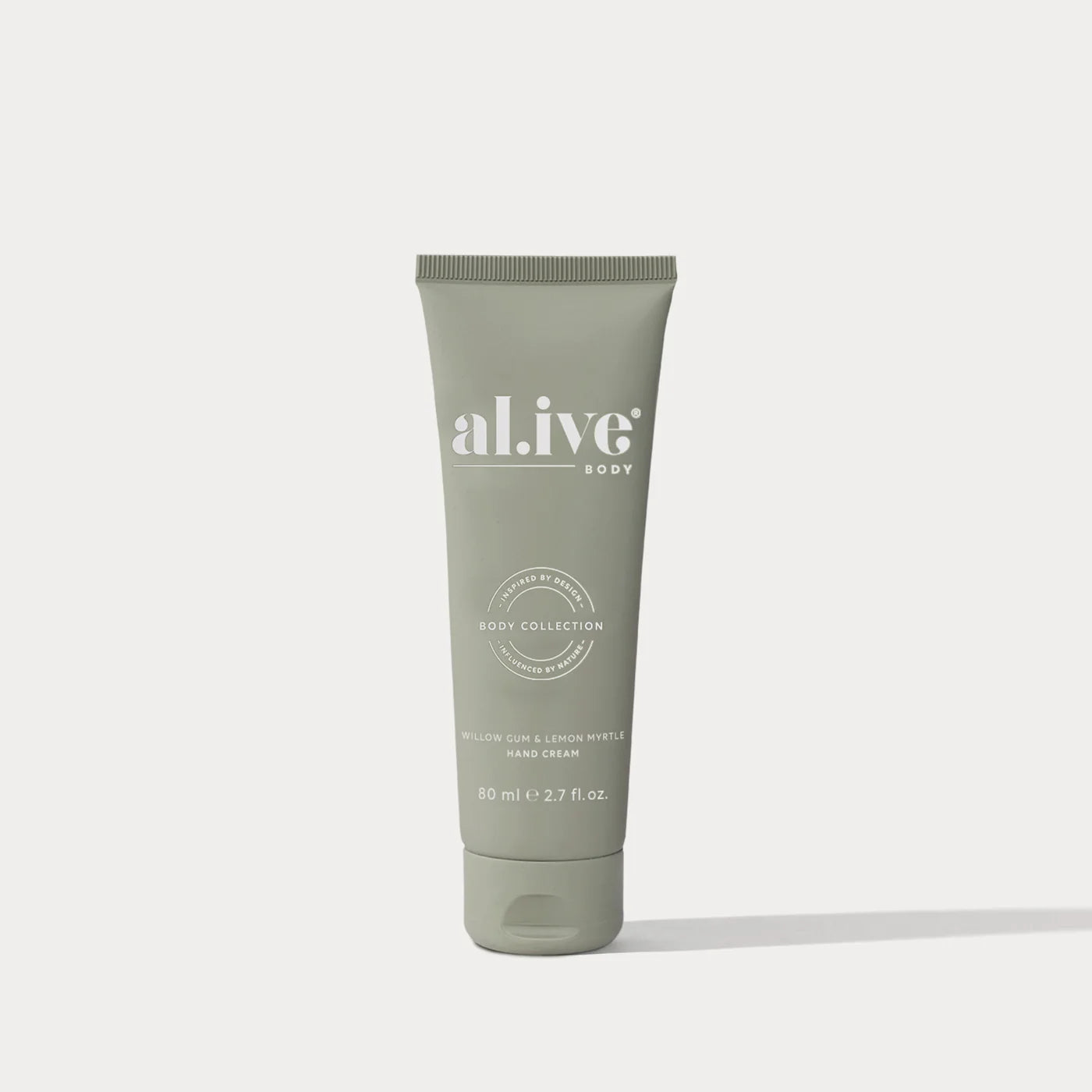 al.ive Hand Cream in Willow Gum & Lemon Myrtle, an 80ml nourishing hand cream with a fresh native Australian scent.