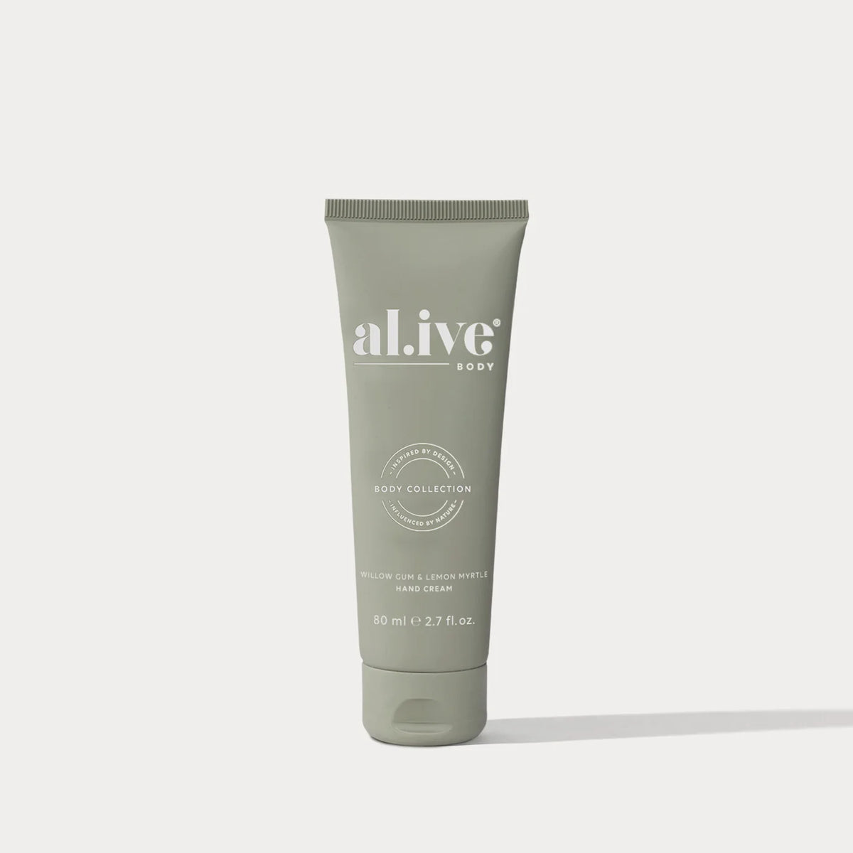 al.ive Hand Cream in Willow Gum & Lemon Myrtle, an 80ml nourishing hand cream with a fresh native Australian scent.