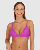 Baku Swim Wear - Rococco Fixed Ladder Lace Triangle Bikini Bra Top in Hibiscus