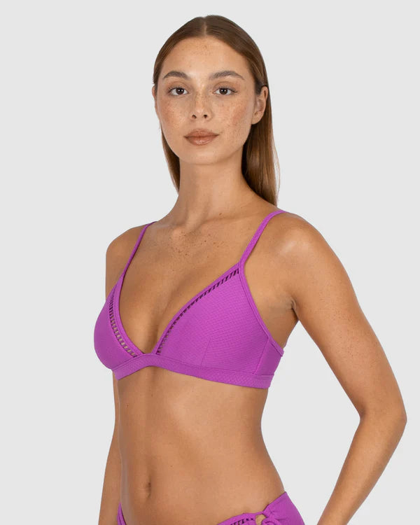 Baku Swim Wear - Rococco Fixed Ladder Lace Triangle Bikini Bra Top in Hibiscus