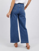 The Dark Blue Wash Izzy Wide Leg Jean by Elm is currently available at Rawspice Boutique.