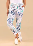 A woman modelling Jenny Pants With Stretch in White by Imagine Fashion