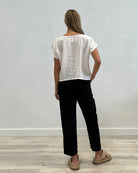 The Black Joyce 3/4 Pants by Rustic Linen are available at Rawspice Boutique.