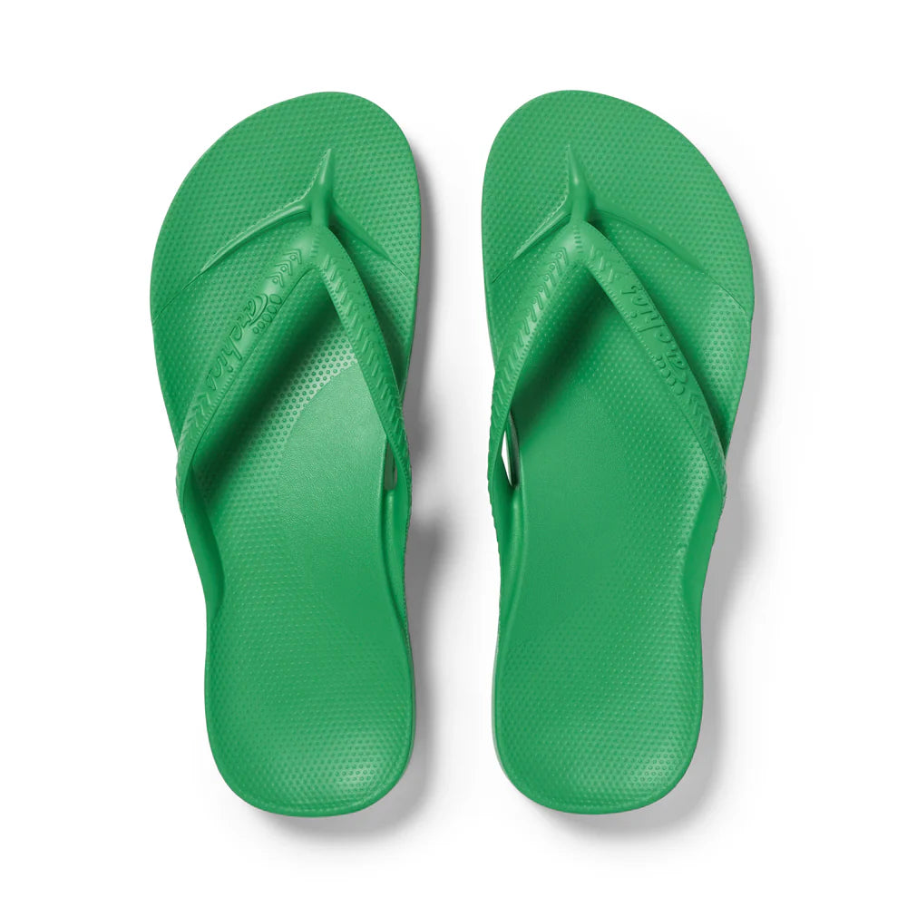 The Kelly Green Arch Support Thong by Archies is available at Rawspice Boutique.