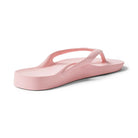 Pink Archies support thongs with up to 2.2cm orthotic support, designed for comfort and foot alignment, perfect for plantar fasciitis relief.