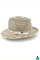 Laura Flexibraid® Fedora in Mix Camel with tonal band, adjustable ComfyFit, and UPF50+ sun protection. Lightweight and crush-resistant design.

