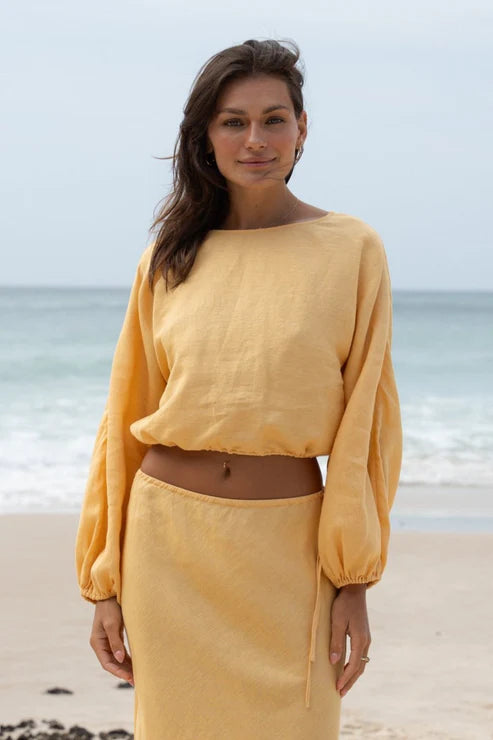 The Butter Louisa Linen Top by LILLY PILLY is available at Rawspice Boutique.