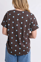 Spot Print Tee featuring a classic block shape, playful spot print, relaxed fit, short sleeves with cuff detailing and lightweight 100% cotton jersey.