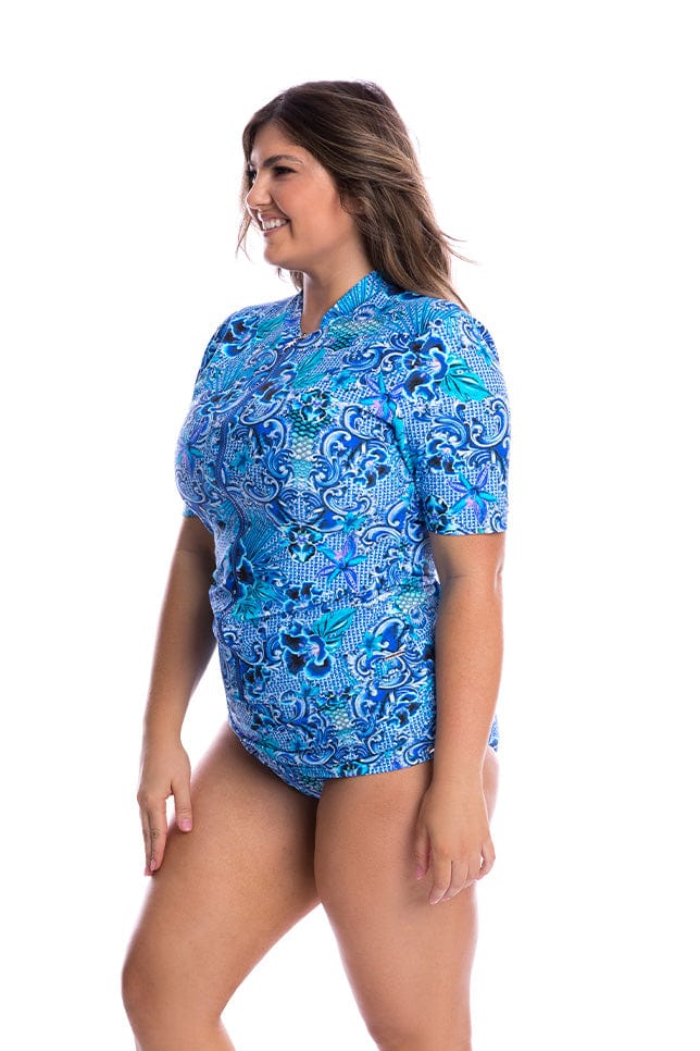 The Mermaid Short Sleeve Rash Vest by Capriosca is currently available at Rawspice Boutique.