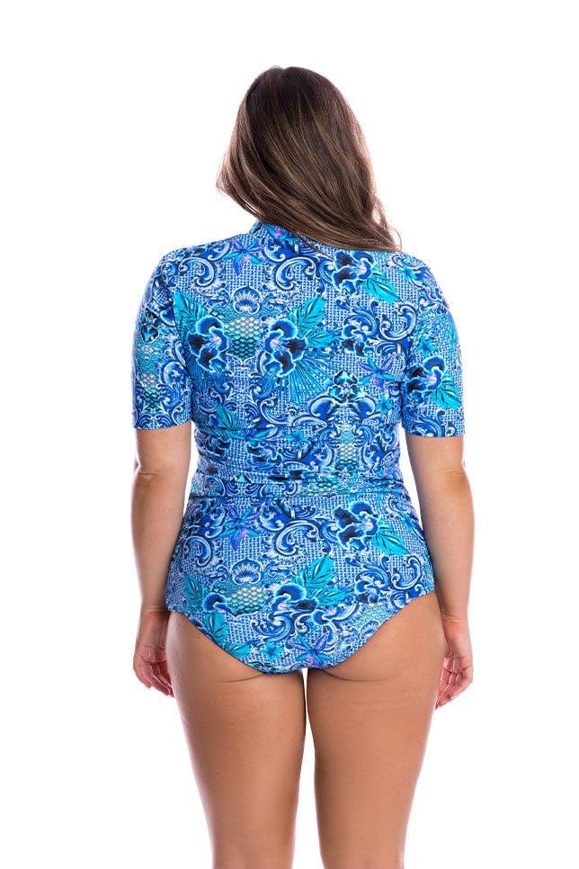 The Mermaid Short Sleeve Rash Vest by Capriosca is currently available at Rawspice Boutique.