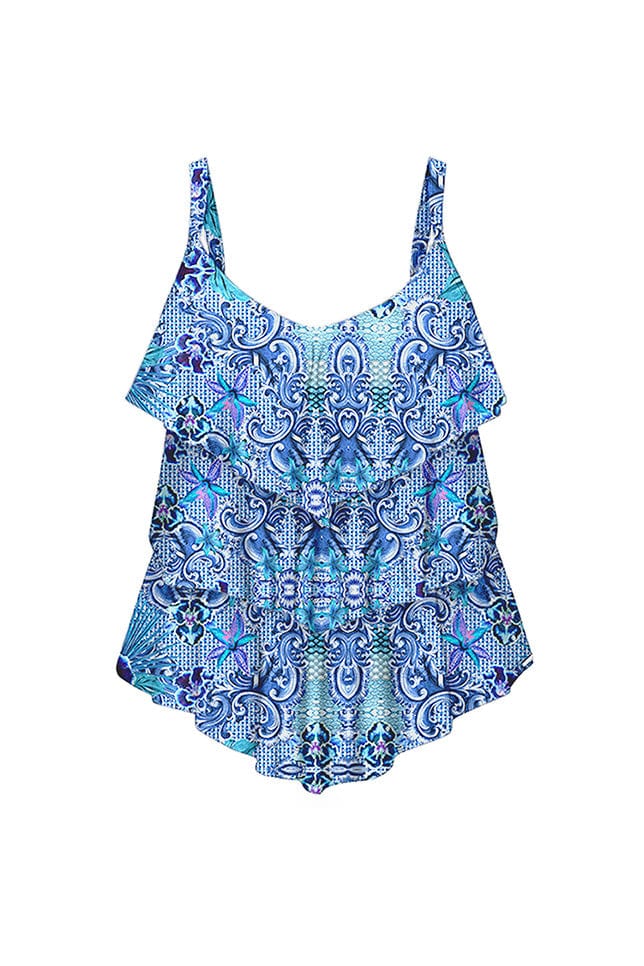 The Mermaid 3 Tier Tankini Top by Capriosca is currently available at Rawspice Boutique.